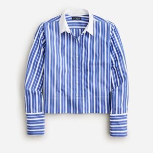 J Crew Cropped Garçon Button Down Shirt In Stripe